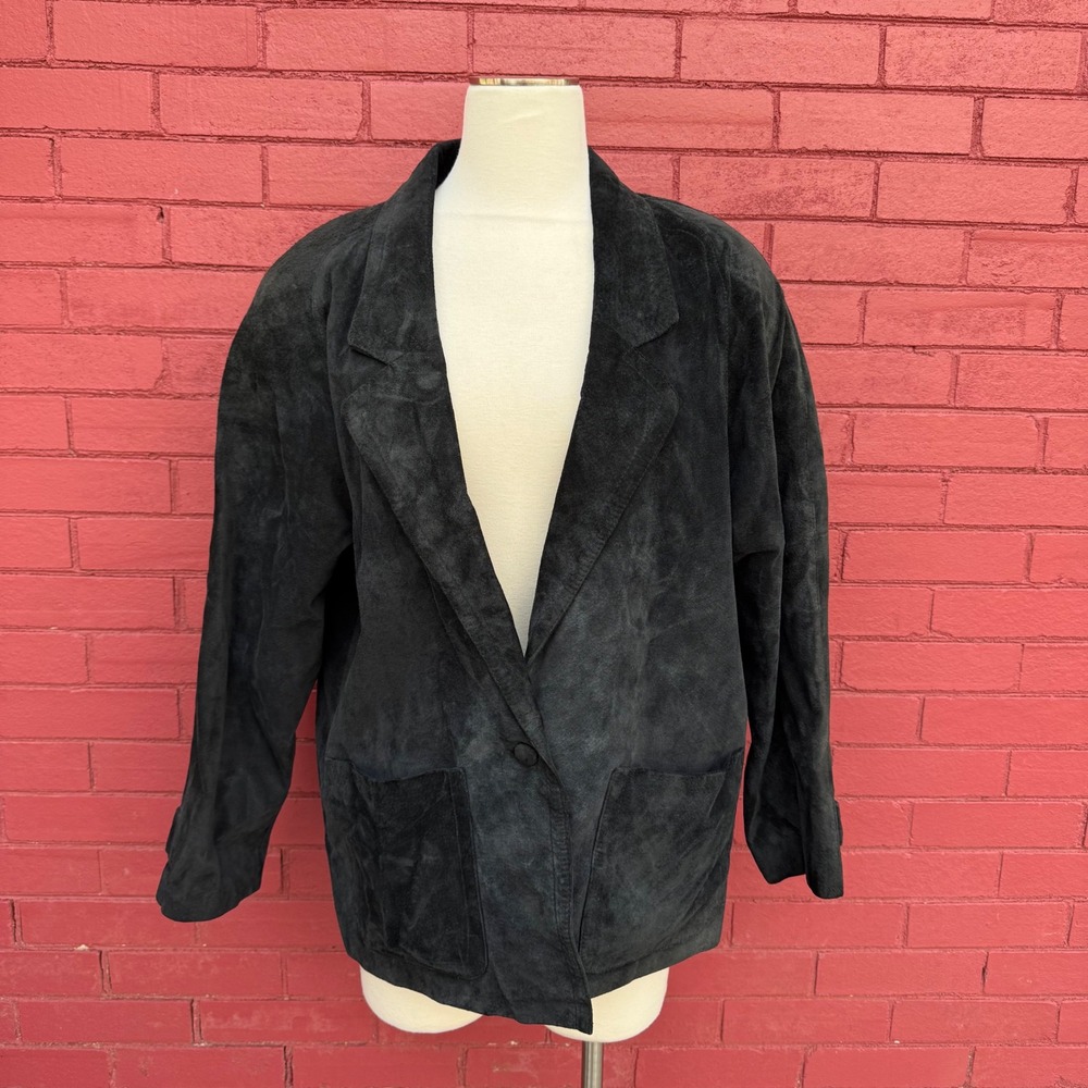 Vintage Toffs Suede Leather Blazer Jacket Womens Medium/Small Korea Boho Indie
